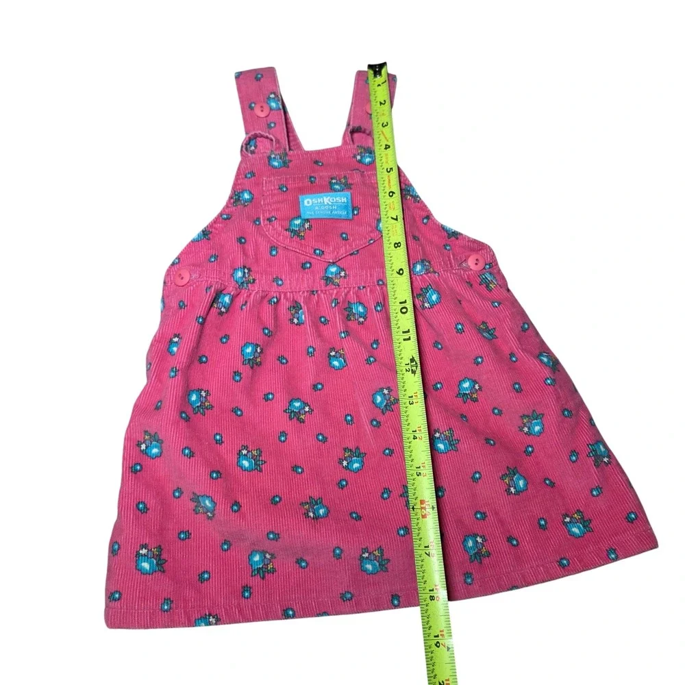 OshKosh B'Gosh Girls Vintage Pink Corduroy Floral Jumper Dress Size 3T
